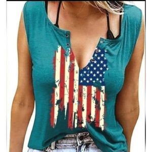 Women's American Flag Print Tank Top sz m